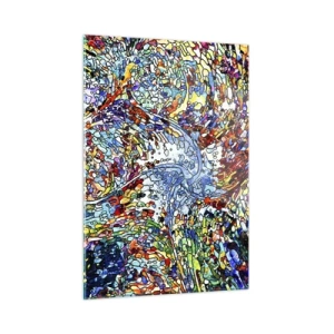 Obraz na szkle - Kolorowe abstrakcyjne wzory przypominające witraż - 50x70cm - Witraż kroplisty - Nowoczesna dekoracja ścienna do salonu, kuchni i sypialni ARTTOR