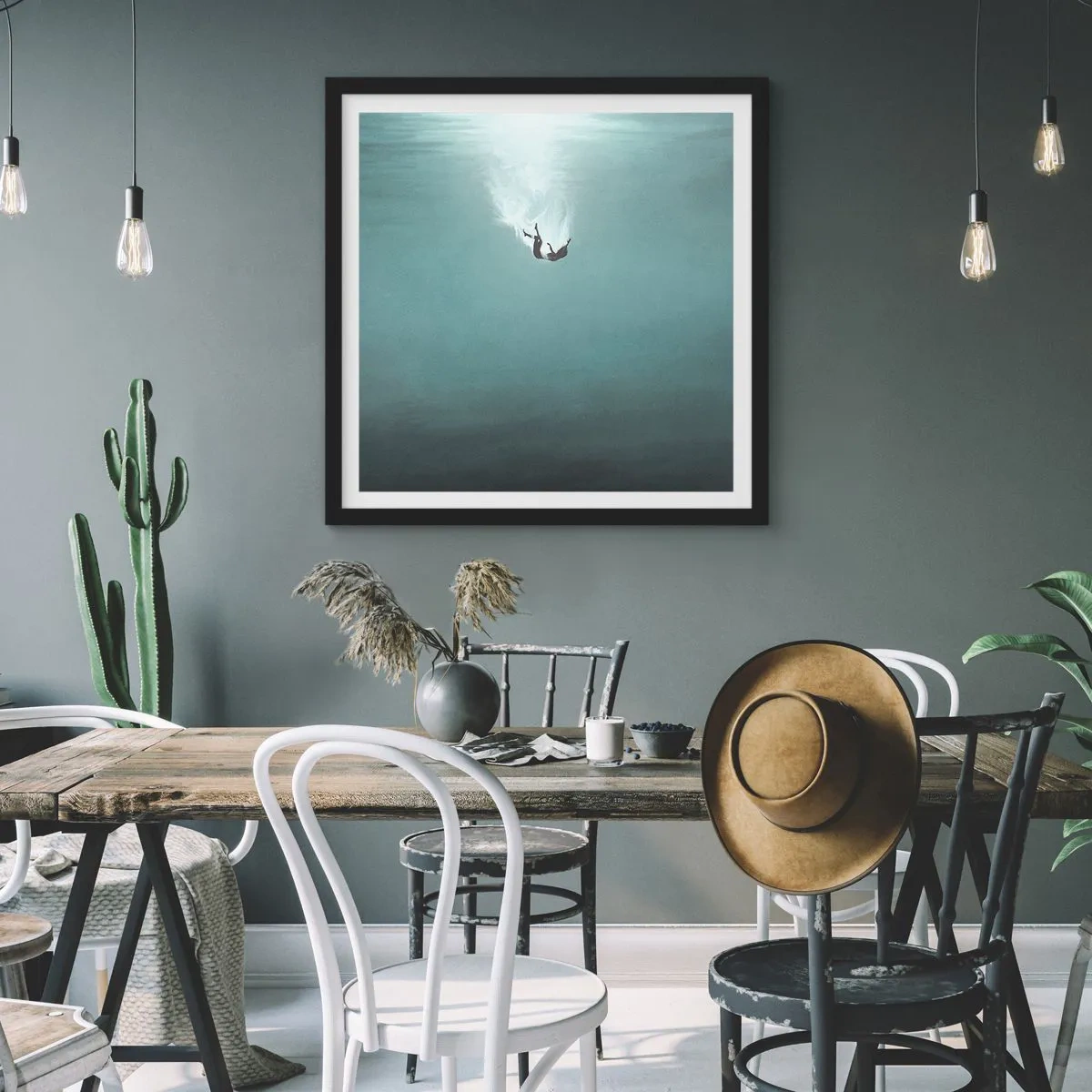 Plakat w czarnej ramie - W objęciach oceanu - 40x40 cm