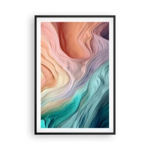 Plakat w czarnej ramie - Tęczowa fala - 61x91 cm
