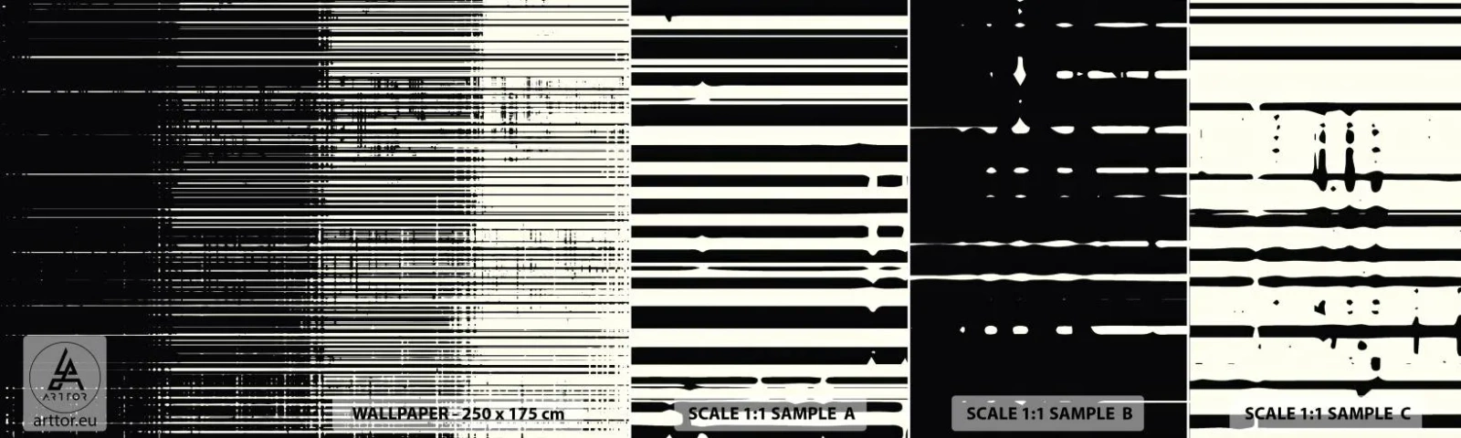 Fototapeta Próbka Samoprzylepna Deluxe Sticker - Fale i drgania - Czarno-Biały, Kody Kreskowe, Linie - 100x30 cm