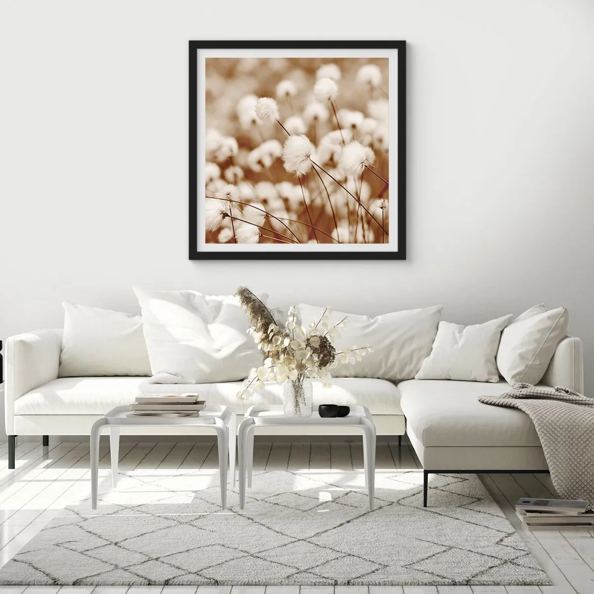Plakat w czarnej ramie - Puszysty łan - 60x60 cm
