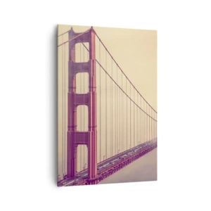 Obraz na płótnie - Most w mgle w pastelowych odcieniach, symbol elegancji i spokoju - 70x100cm - Między niebem a ziemią - Nowoczesna dekoracja ścienna do salonu i sypialni ARTTOR