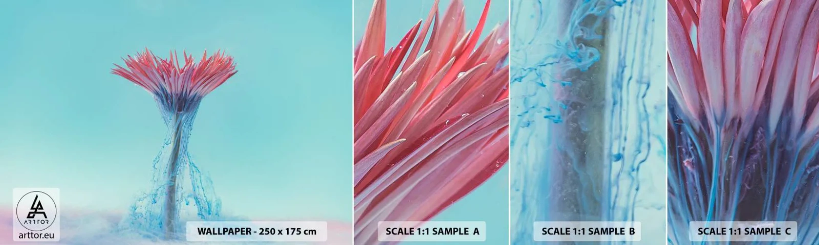 Fototapeta Próbka Samoprzylepna Deluxe Sticker - W ożywczym objęciu - Abstrakcja, Kwiat, Sztuka - 100x30 cm