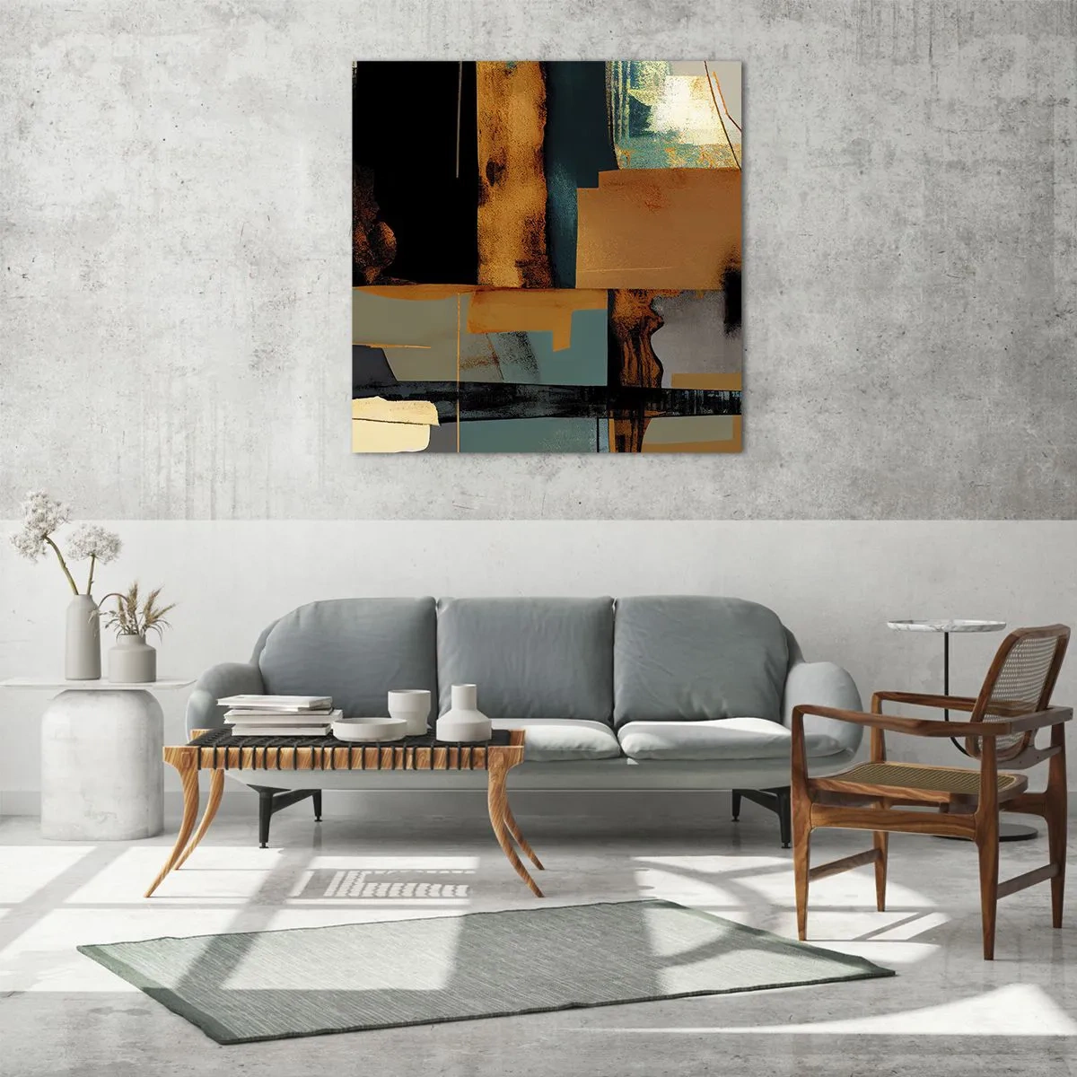 Obraz na szkle - Abstrakcja – światło i cień - 70x70 cm