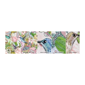 Fototapeta Próbka Premium Canvas - Wplątane w pnączach - Kwiaty, Ptak, Motyl - 100x30 cm