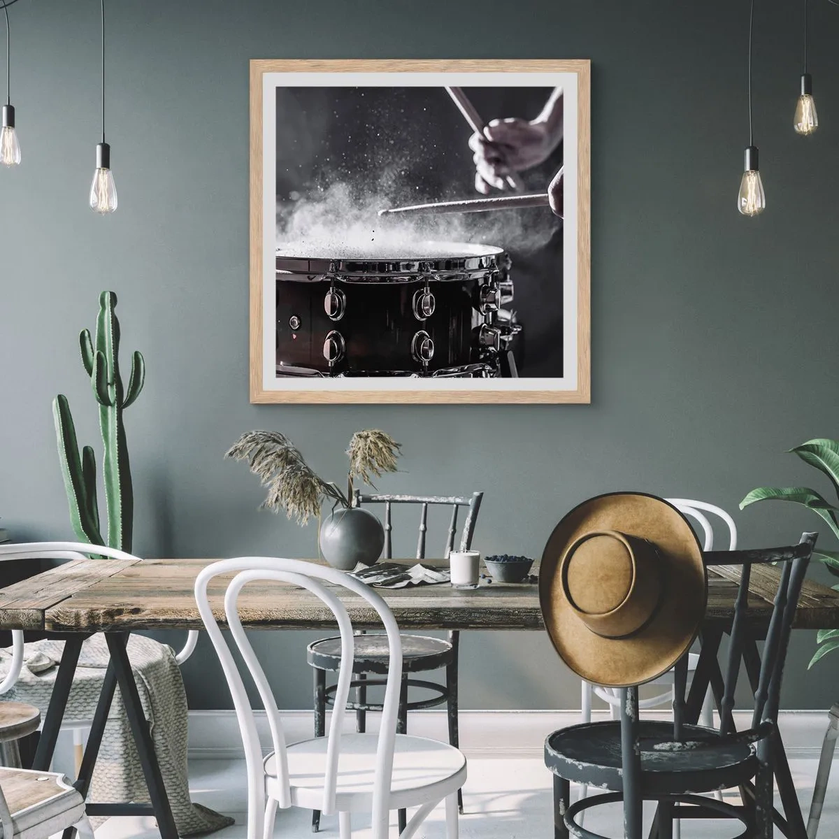 Plakat w ramie jasny dąb - Puls muzyki - 60x60 cm