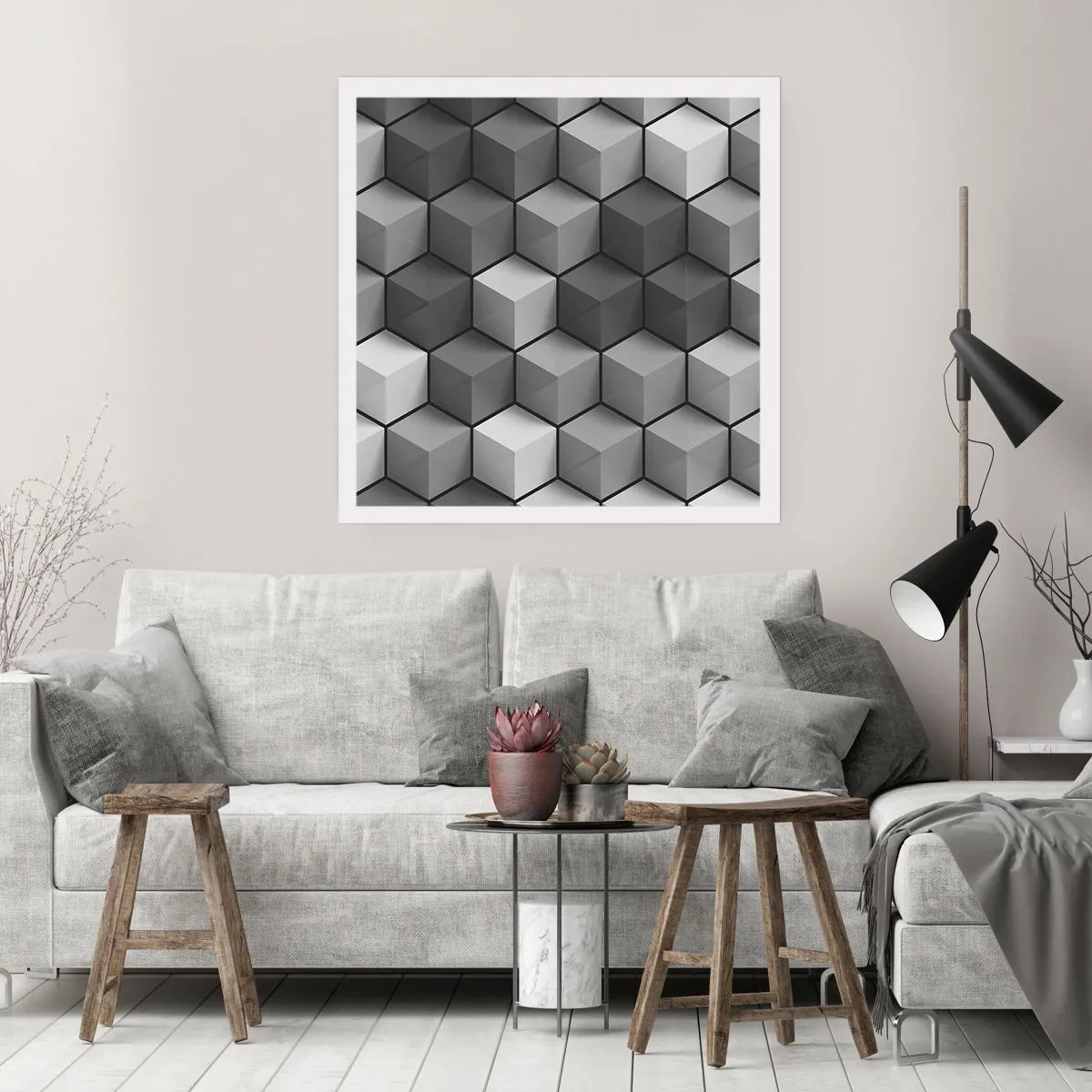 Plakat - Kubistyczna układanka - 60x60 cm