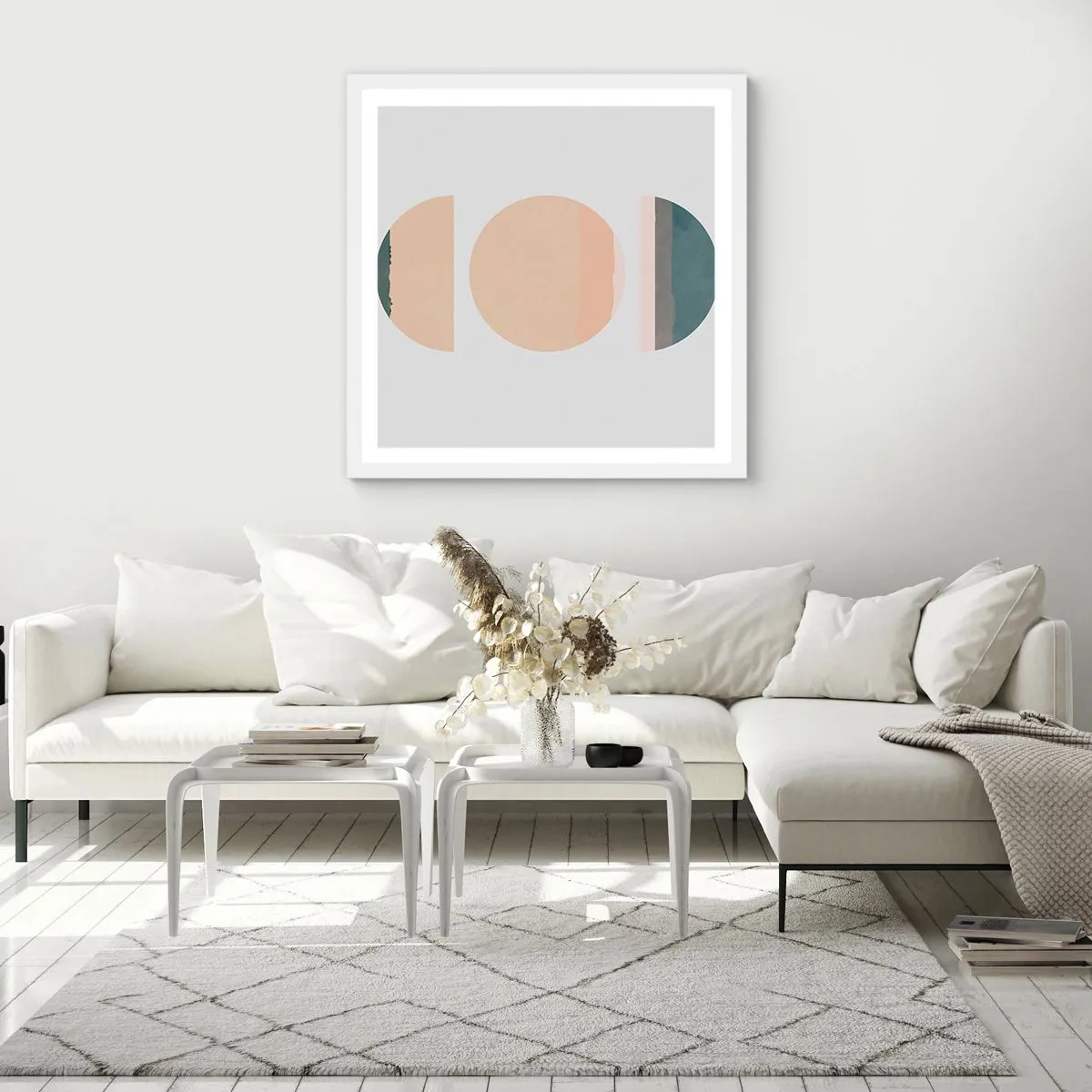 Plakat w białej ramie - Koło za kołem - 40x40 cm