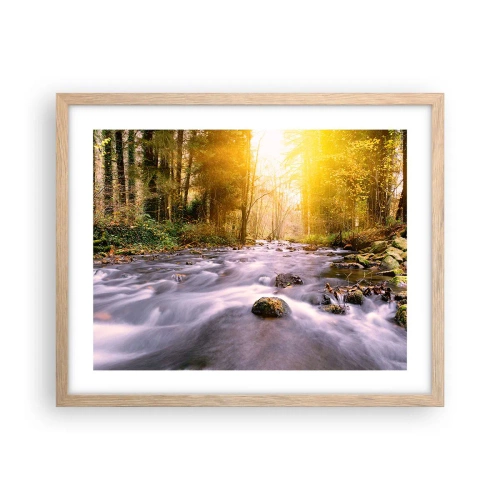 Plakat w ramie jasny dąb - Malachit w srebrno-złotej oprawie - 50x40 cm