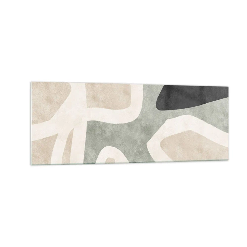 Obraz na szkle - Abstrakcyjne kształty w stonowanych barwach - 140x50cm - Kompozycja z motywem czerni - Nowoczesna dekoracja ścienna do salonu i sypialni ARTTOR