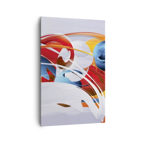 Obraz na płótnie - Kolorowa abstrakcja z dynamicznymi liniami i żywymi barwami - 80x120cm - Taniec żywiołów - Nowoczesna dekoracja ścienna do salonu i sypialni ARTTOR