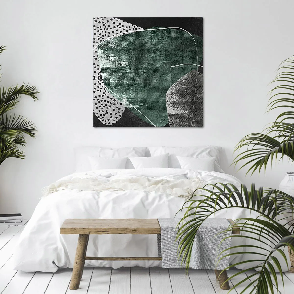 Obraz na płótnie - Barwna abstrakcja z płatkiem złota - 50x50 cm