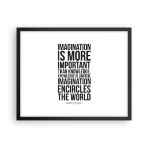 Plakat w czarnej ramie - Einstein o mocy wyobraźni - 50x40 cm