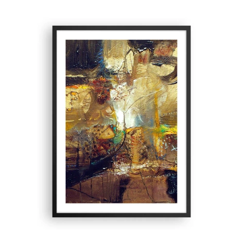 Plakat w czarnej ramie - Abstrakcyjna kompozycja w ciepłych, złotych odcieniach - 50x70cm - Zimno, cieplej, gorąco - Nowoczesna dekoracja ścienna do salonu i sypialni ARTTOR