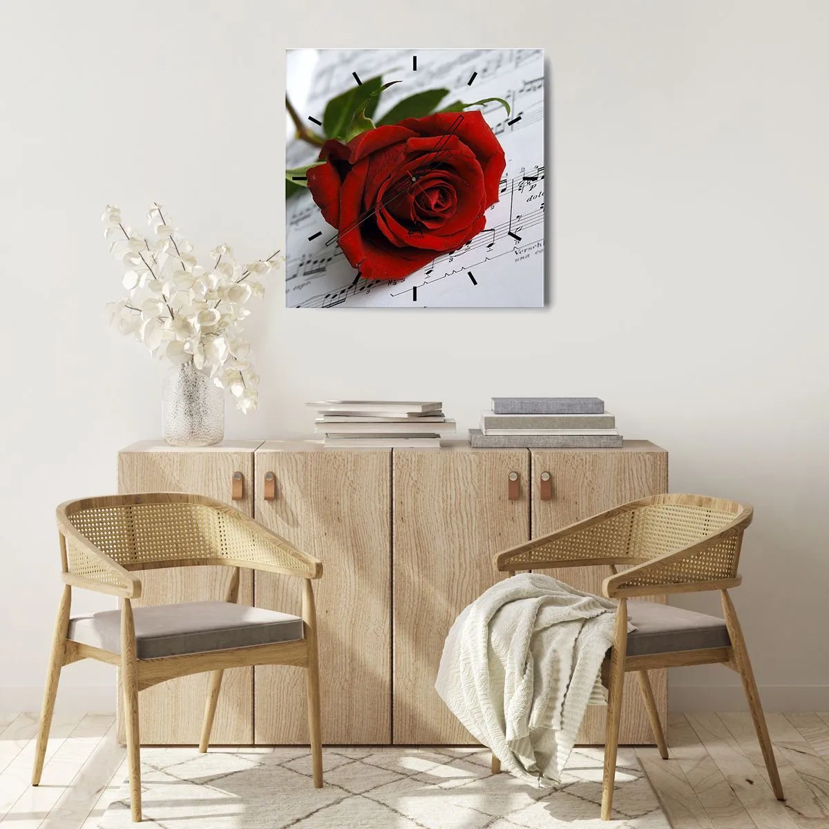 Zegar ścienny - Muzyka uczuć w szkarłacie - 30x30 cm