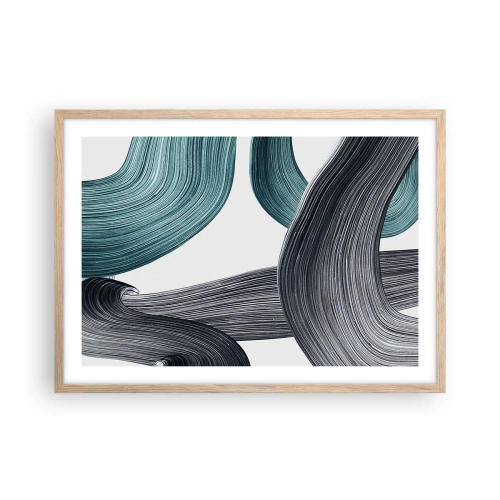 Plakat w ramie jasny dąb - Szmaragdowe i czarne szlaki - 70x50 cm