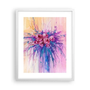 Plakat w białej ramie - Różana fontanna - 40x50 cm