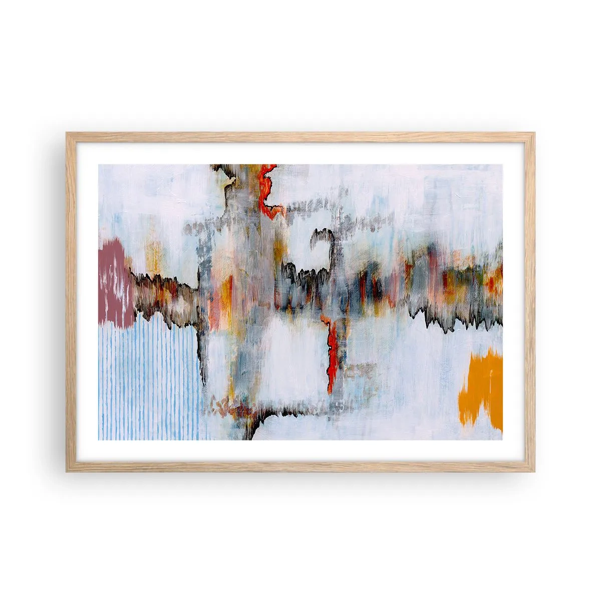 Plakat w ramie jasny dąb - Patykiem na wodzie - 70x50 cm
