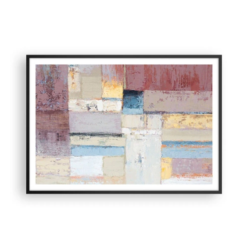 Plakat w czarnej ramie - Geometryczna kompozycja w pastelowych barwach - 100x70cm - Spokój geometrii - Nowoczesna dekoracja ścienna do salonu i sypialni ARTTOR