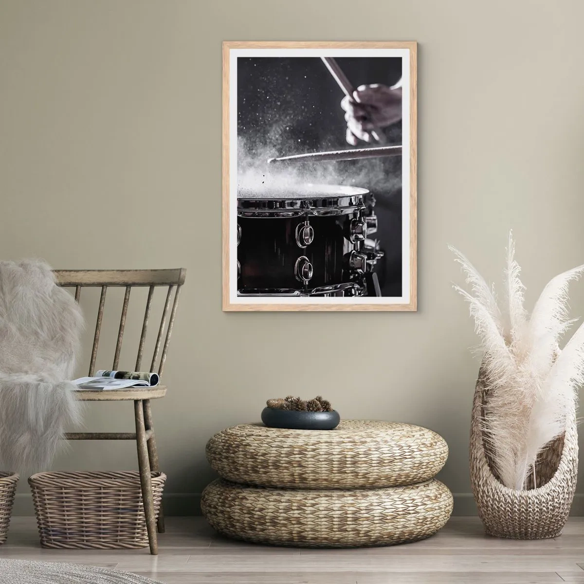 Plakat w ramie jasny dąb - Puls muzyki - 30x40 cm
