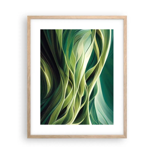 Plakat w ramie jasny dąb - Abstrakcyjna gra w zielone - 40x50 cm