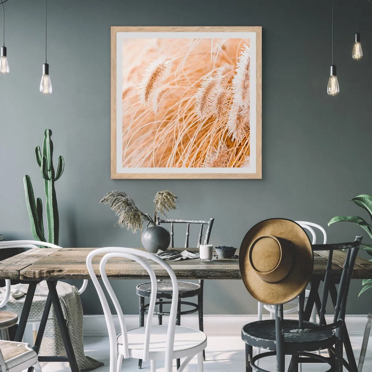 Plakat w ramie jasny dąb - Złoty szelest traw - 50x50 cm