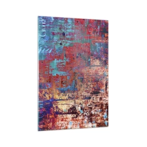 Obraz na szkle - Abstrakcyjna kompozycja z mieszanką intensywnych kolorów - 70x100cm - Pamięć i niepamięć - Nowoczesna dekoracja ścienna do salonu i sypialni ARTTOR
