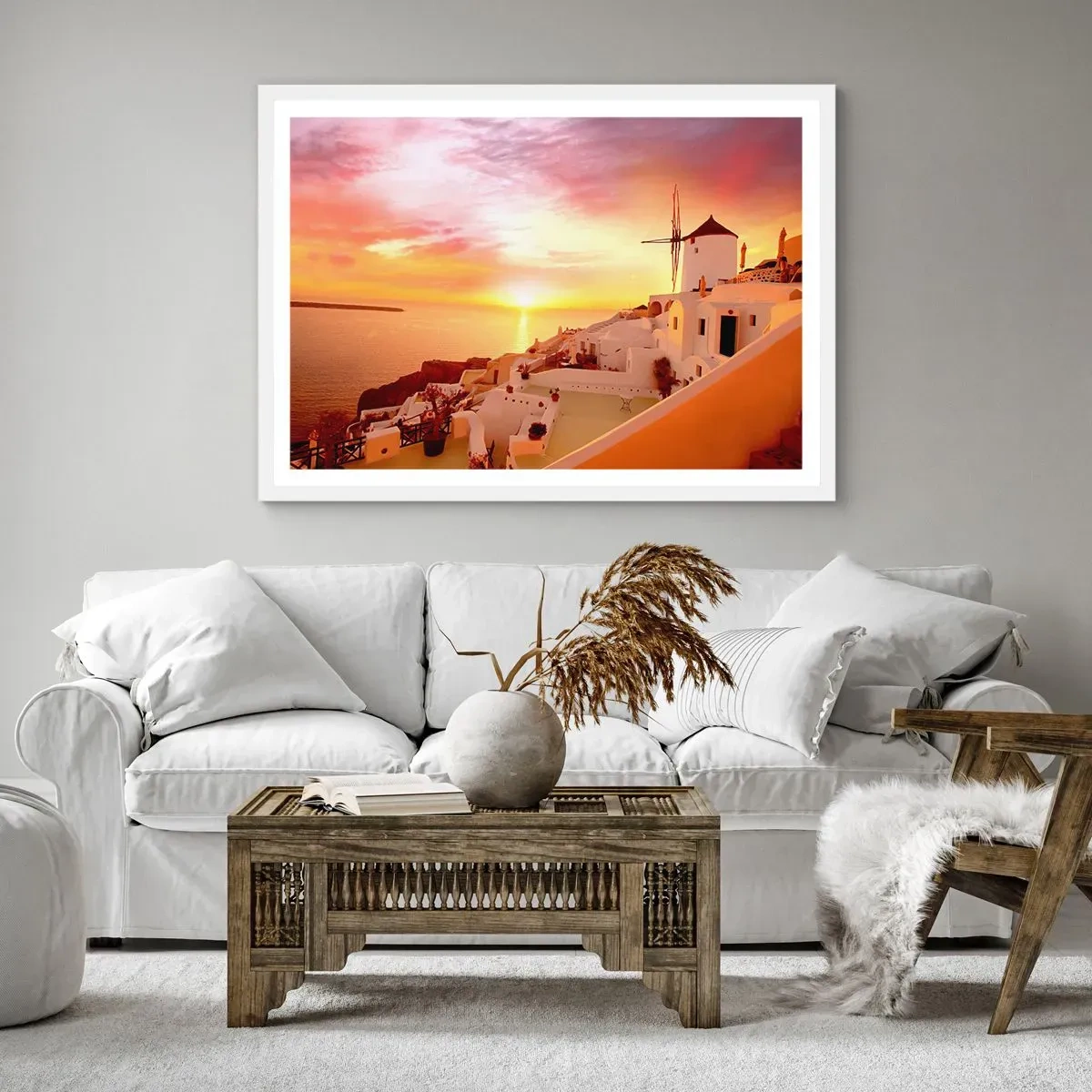 Plakat w białej ramie - Rozpłynąć się w bieli i złocie - 40x30 cm