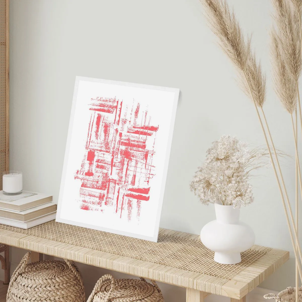 Plakat w białej ramie - Czerwone miasto - 40x50 cm