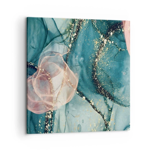 Obraz na płótnie - Jedwabny błękit, tiulowy róż - 60x60 cm