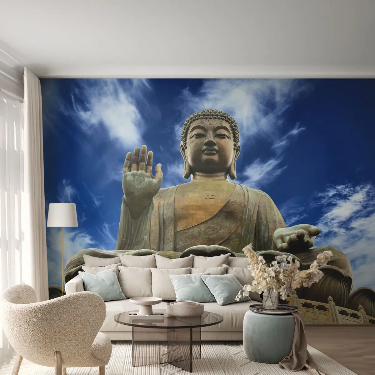 Fototapeta Premium Sand - Żyj bez strachu - Budda, Religia, Azja - 300x210 cm