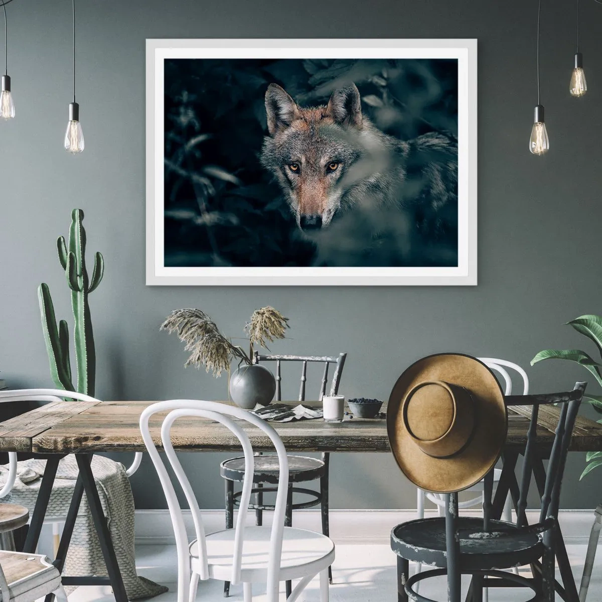 Plakat w białej ramie - Łowca - 100x70 cm