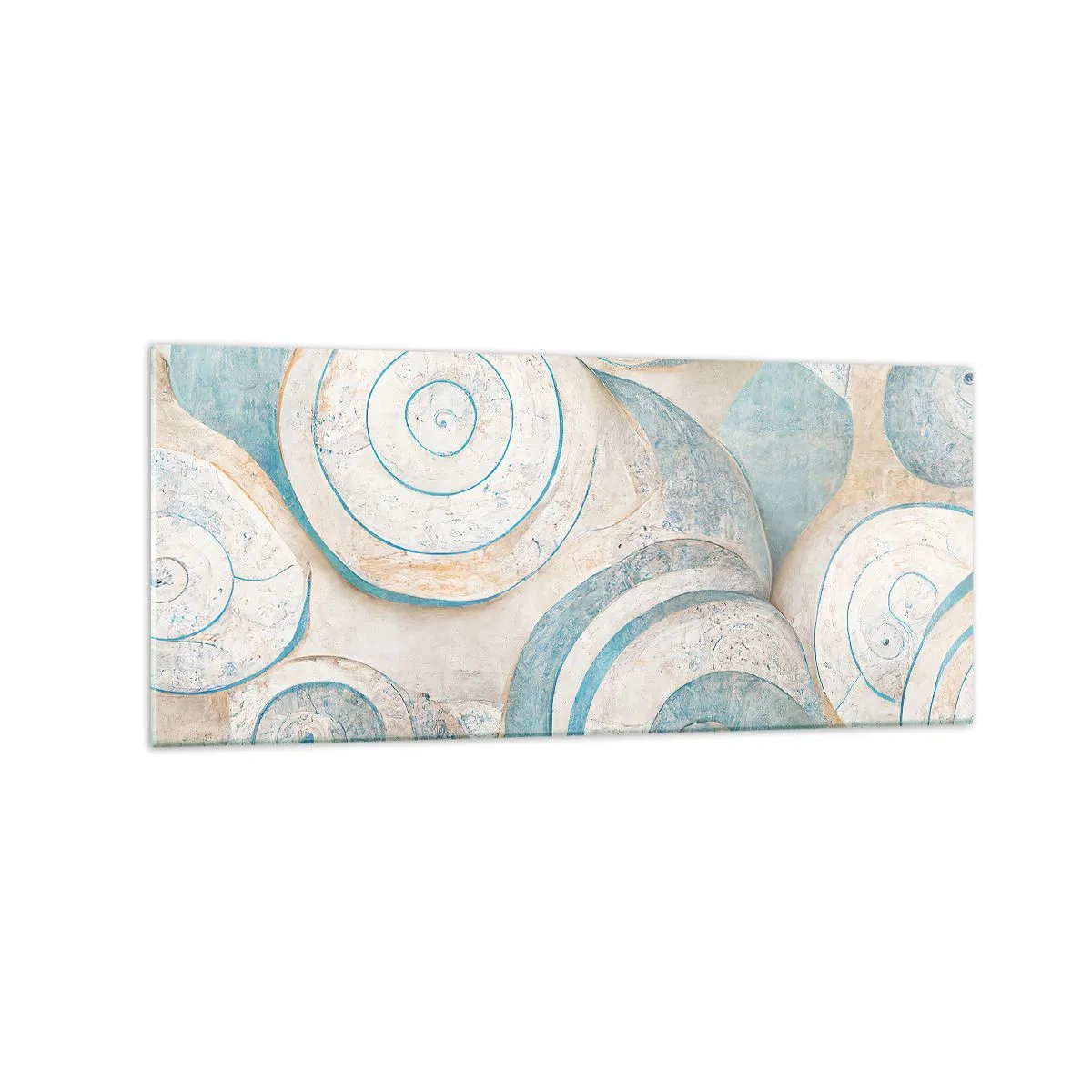 Obraz na szkle - Abstrakcyjne muszle w pastelowych odcieniach - 120x50cm - Co kryje muszla? - Nowoczesna dekoracja ścienna do salonu i sypialni ARTTOR