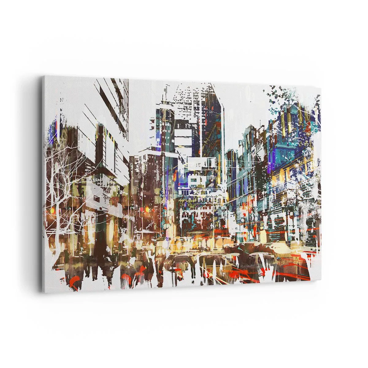 Obraz na płótnie - Nowoczesny miejski pejzaż w artystycznym stylu - 120x80cm - Miasto migotliwe - Nowoczesna dekoracja ścienna do salonu, kuchni i sypialni ARTTOR