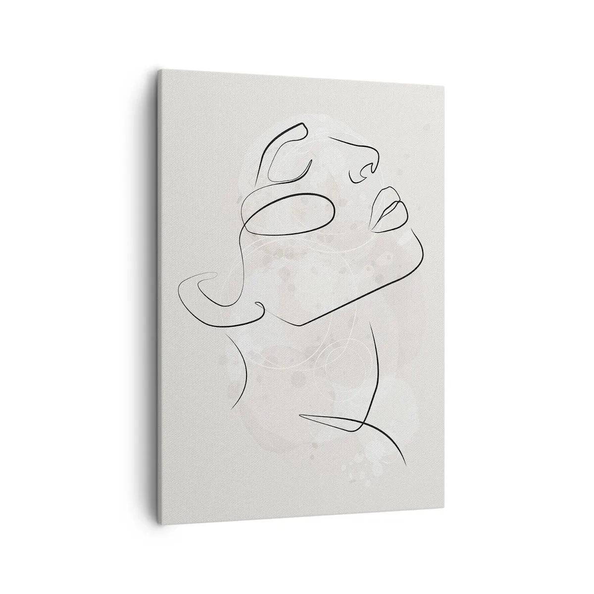 Obraz na płótnie - Minimalistyczny linearny rysunek kobiecej twarzy na jasnym tle - 50x70cm - Zarys marzenia - Nowoczesna dekoracja ścienna do salonu, kuchni i sypialni ARTTOR