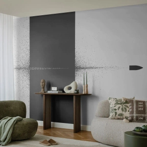 Fototapeta Premium Sand - Minimalistyczna grafika kuli przebijającej ścianę - 100x70cm - Prosto do celu - Nowoczesna dekoracja ścienna do salonu, kuchni i sypialni ARTTOR