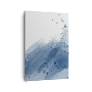Obraz na płótnie - Abstrakcyjne plamy i smugi w odcieniach niebieskiego - 70x100cm - Niebieski tiul - Nowoczesna dekoracja ścienna do salonu i sypialni ARTTOR