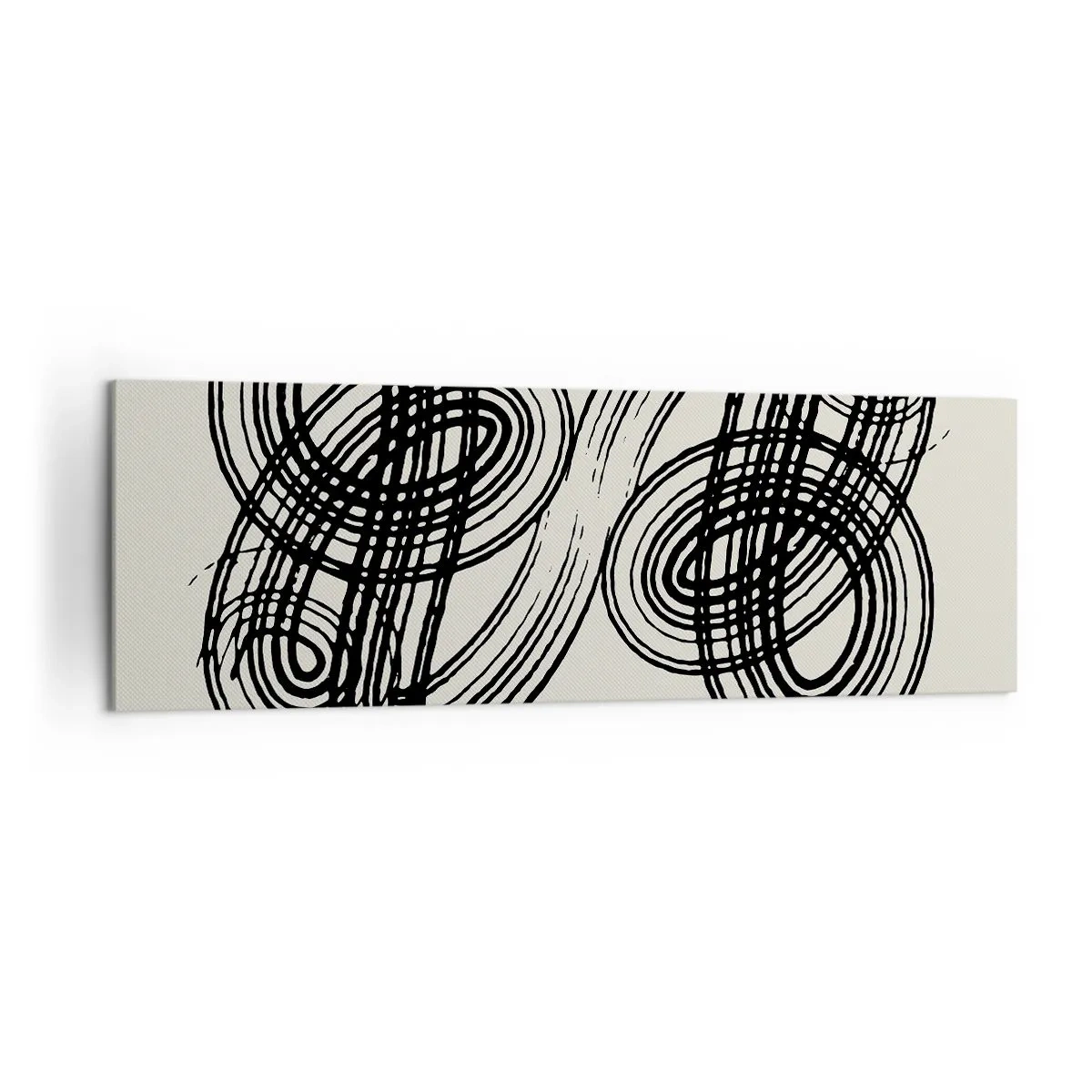 Obraz na płótnie - Abstrakcyjne, czarne linie na jasnym tle w stylu awangardowym - 160x50cm - Wyszło spontanicznie - Nowoczesna dekoracja ścienna do salonu i sypialni ARTTOR