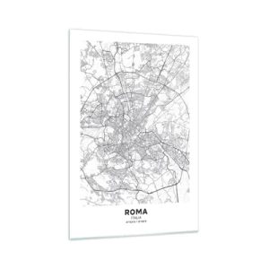 Obraz na szkle - Miejska mapa w stylu minimalistycznym z delikatnymi liniami - 70x100cm - Rzymski krąg - Nowoczesna dekoracja ścienna do salonu i sypialni ARTTOR