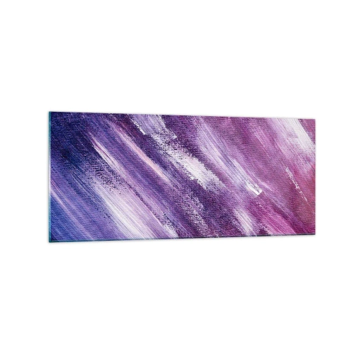 Obraz na szkle - Abstrakcyjne pociągnięcia pędzla w odcieniach fioletu i różu - 120x50cm - Gdy wieje słoneczny wiatr - Nowoczesna dekoracja ścienna do salonu i sypialni ARTTOR