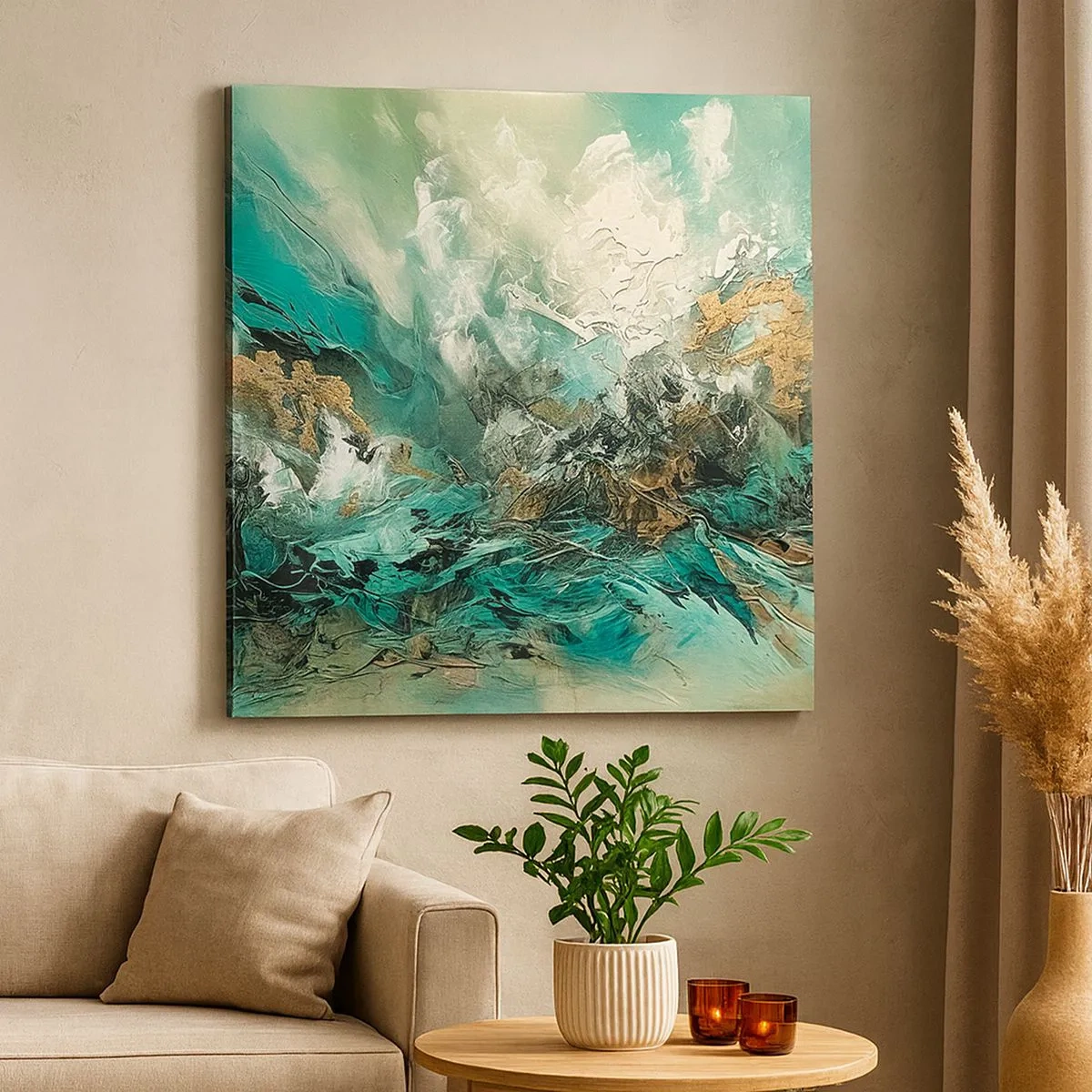 Obraz na płótnie - Szmaragdowo-czarna kipiel - 30x30 cm