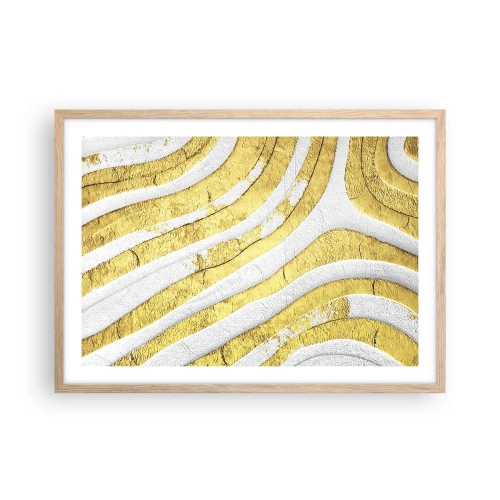 Plakat w ramie jasny dąb - Kompozycja w bieli i złocie - 70x50 cm