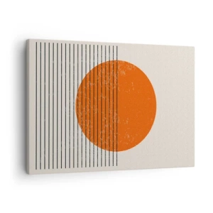 Obraz na płótnie - Minimalistyczne słońce z geometrycznymi liniami - 70x50cm - Zawsze słońce - Nowoczesna dekoracja ścienna do salonu i sypialni ARTTOR