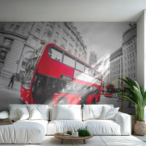 Fototapeta Premium Canvas - Londyn tradycyjnie - by bus - Miasto, Londyn, Czerwony Autobus - 200x140 cm