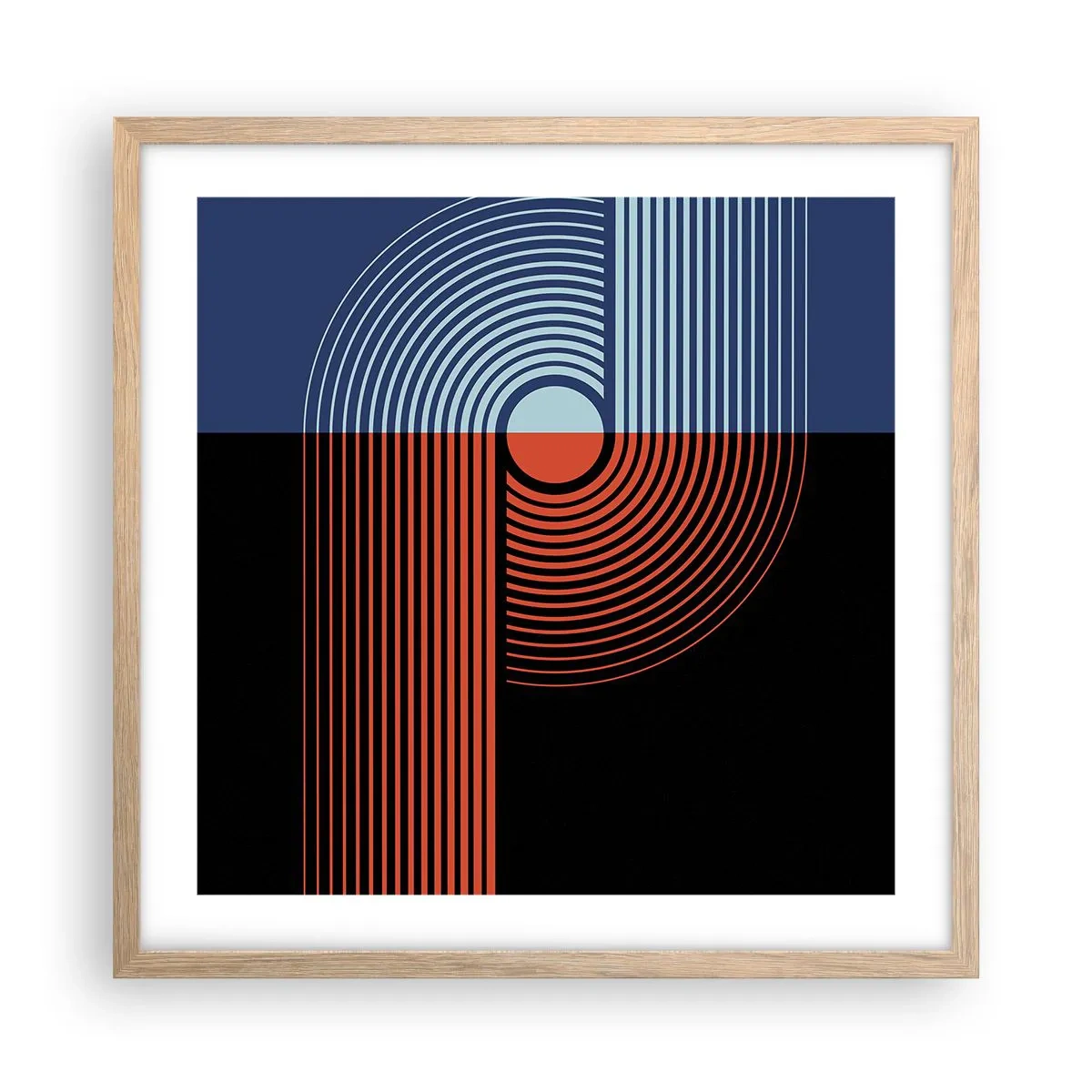 Plakat w ramie jasny dąb - W geometrycznym uścisku - 50x50 cm