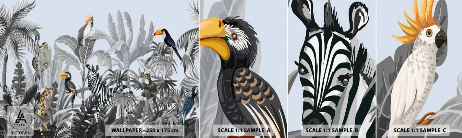 Fototapeta Próbka Standard Eco - Afrykańska bajka - Abstrakcja, Dżungla, Zwierzęta - 100x30 cm