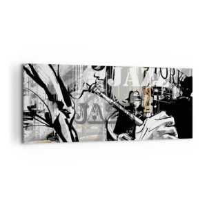 Obraz na płótnie - Jazzowa scena w Nowym Jorku - 120x50cm - W rytmie Nowego Jorku - Nowoczesna dekoracja ścienna do salonu i sypialni ARTTOR
