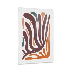 Obraz na szkle - Organiczny wzór z promienistymi liniami w ciepłych odcieniach - 80x120cm - Kompozycja organiczna promienista - Nowoczesna dekoracja ścienna do salonu i sypialni ARTTOR