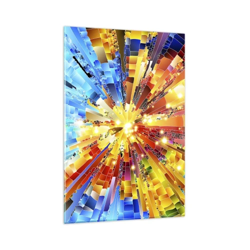 Obraz na szkle - Dynamiczna eksplozja barw i światła - 80x120cm - In medias res - Nowoczesna dekoracja ścienna do salonu i sypialni ARTTOR