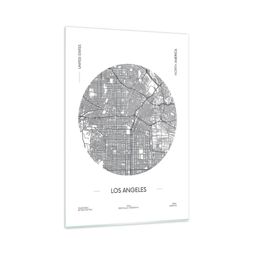 Obraz na szkle - Mapa Los Angeles w minimalistycznym, czarno-białym stylu - 80x120cm - Anatomia Los Angeles - Nowoczesna dekoracja ścienna do salonu i sypialni ARTTOR